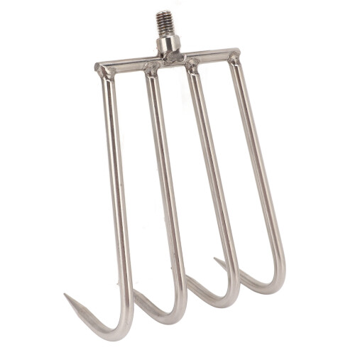 Edelstahl 4-Zinken-Handharke, 8-mm-Gewinde