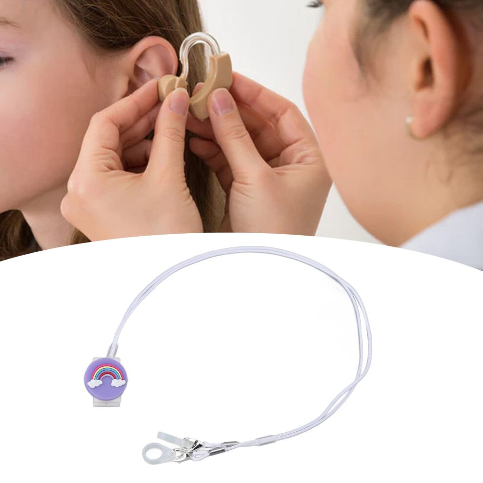 Hearing Aid Lanyard Purple Fashionable Lovely BTE Hearing Aid Clip Holder for Children Elderly