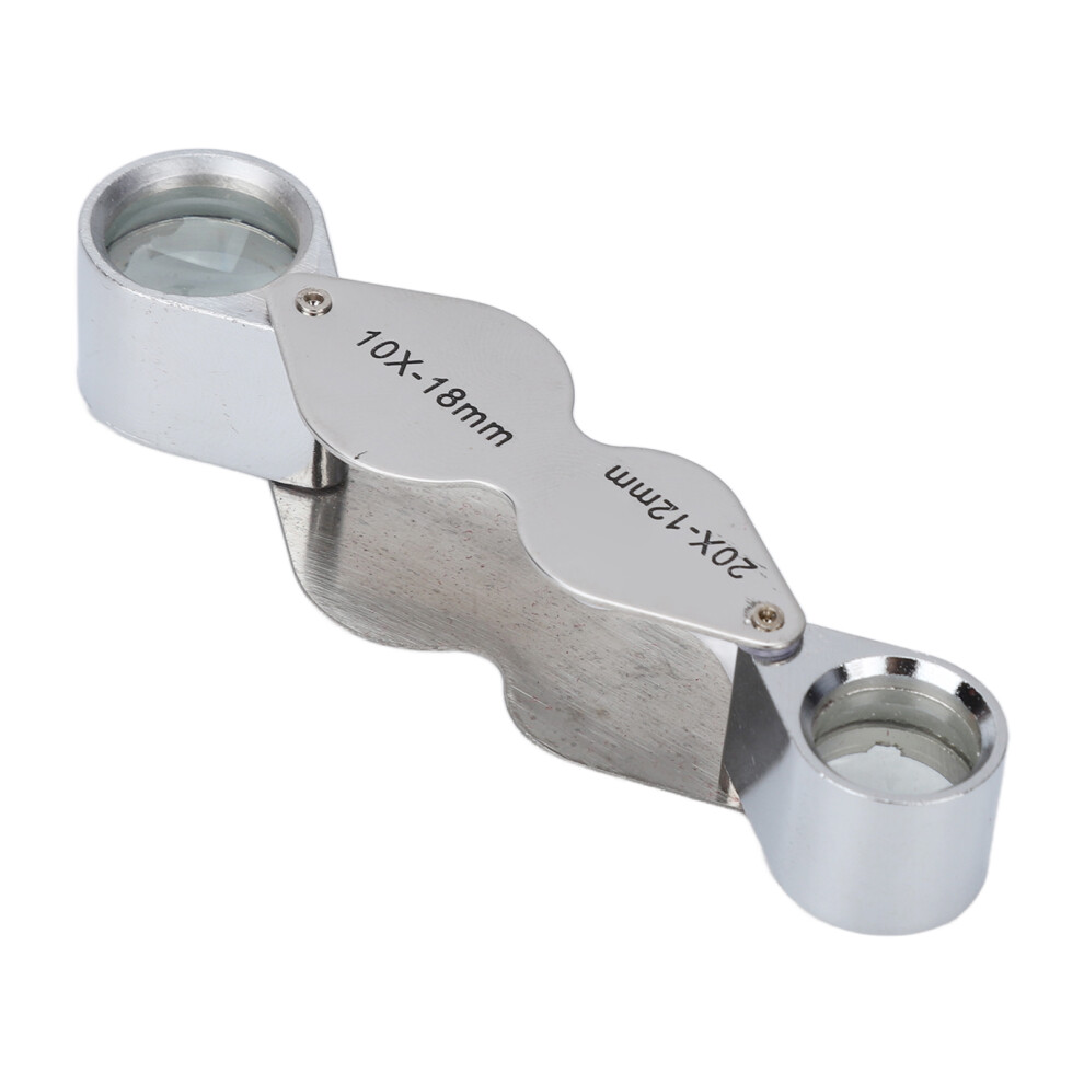 10X 20X Jewelers Loupe Foldable Dual Lens Loupe All Optical Glass Lens Folding Magnifying Glass for Tattoo Inspection