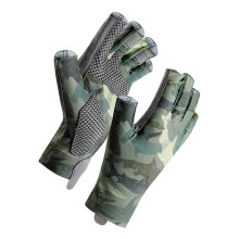 Guantes solares de medio dedo UPF50+ Seda Ice Verde/Gris