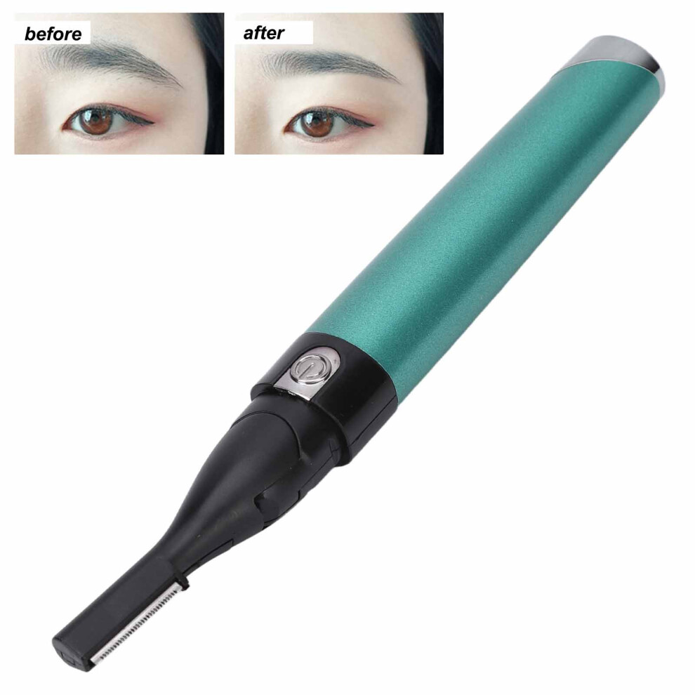 Green Electric Eyebrow Trimmer Waterproof Pen Shape Flexible Shaving Facial Hair Remover For Home Travel Use