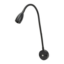 Lámpara de lectura LED de 3W, cuello de cisne, 12-24V, negra