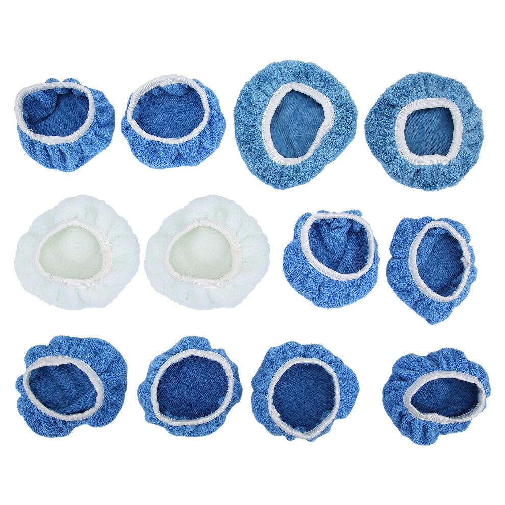 12 Pcs Polishing Bonnet Pads Fiber Buffer Pad Cover Waxers Bonnet Set For Car Polisher 4911321464050