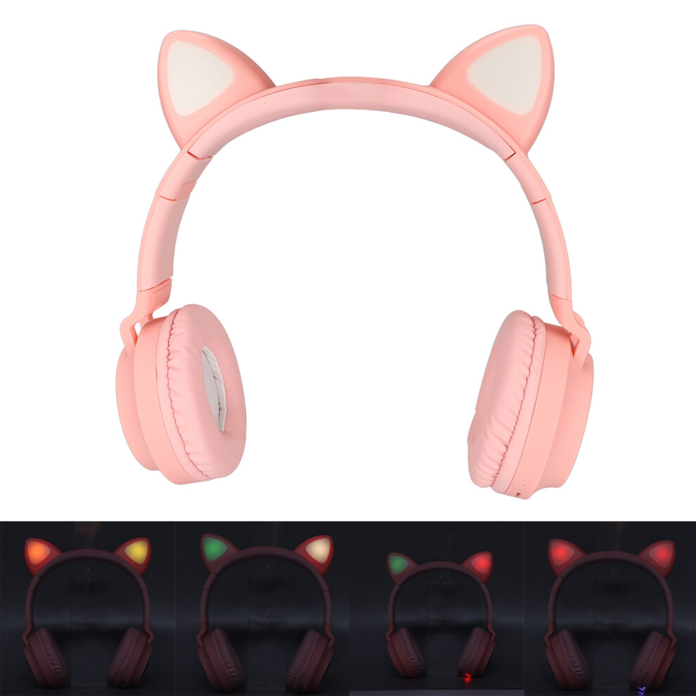 Cat Ear Gaming Headphones Deep Bass Led Foldable Cute Cat Ear Headset With Soft Earmuffs Light/Pink 4401321464520