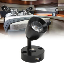 Lámpara de lectura LED para autocaravana 3W, 12-24V, negro, blanco cálido