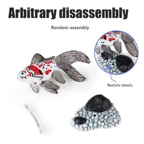 Set de 6 peces dorados artificiales, de PVC con soporte 2