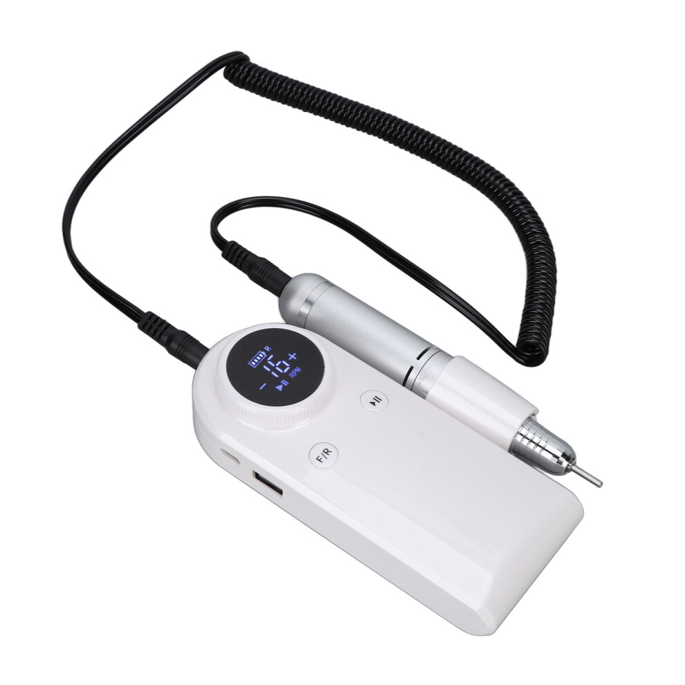 Nail Drill Machine 45000RPM Strong Motor USB Rechargeable Electric Nail Polishing Machine with 6 Bits