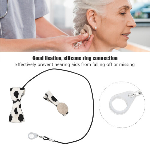 Cordón antipérdida para audífono de nylon negro/blanco 2