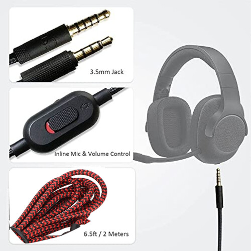 Cable de auriculares de 2m con micrófono Rojo/Negro G433 G Pro 2