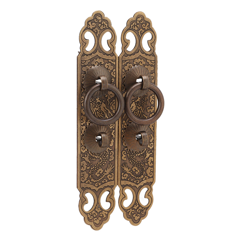 2Set Cabinet Faceplate Lucky Pattern Vertical Type Straight Handle Bronze Chinese Brass Door Pull Plate Hardware 7901321471520