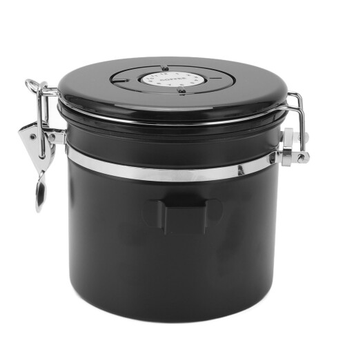 1,2 L Edelstahl-Kaffeebohnenbehälter, Schwarz