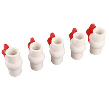 5 piezas de válvula de bola con manija en T plana PVC 20mm/0.8in blanco