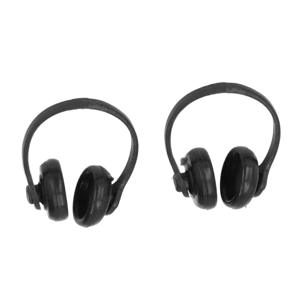 Black 2Pcs 1/12 Scale Miniature Headset Model High Simulation Lifelike Doll Headphone Decoration