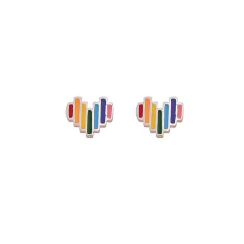 Pendientes de botón coloridos con forma de corazón - Aleación 1