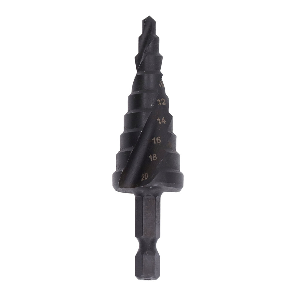 Step Drill Bit Hss Spiral Groove Pagoda Hole Reamer Hex Shank Tool For Metal Black 9 Steps(4Â20Mm) 9351321474843