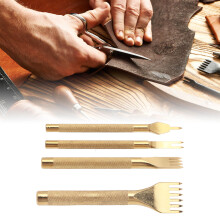 4 piezas de punzón de púas para cuero en rombo de 4 mm, 10 cm dorado