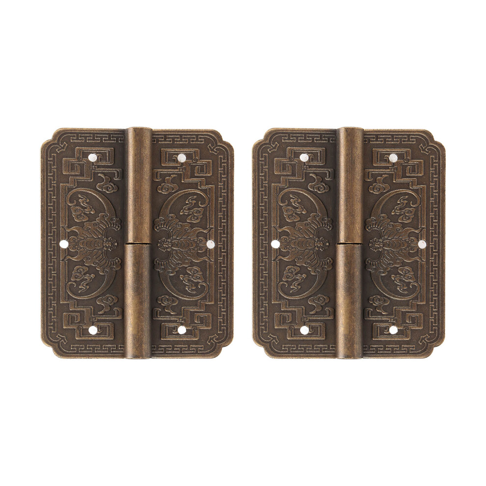 2 Sets Decorative Antique Brass Hinges Vintage Elements Corrosion Resistant Bronze Furniture Cupboard Door Butt Hinges 7891321478080
