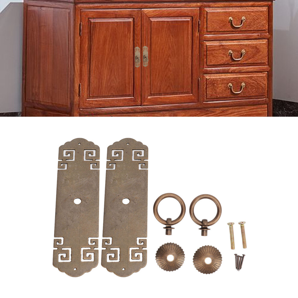 2Set Chinese Brass Cabinet Handles Lucky Pattern Retro Vertical Antique Bronze Cabinet Strip Pull Hardware For Drawer 9351321478063