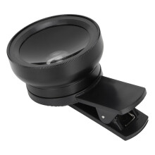 Phone Lens 2 in 1 HD Professional Universal Clip 0.45X Wide Angle 12.5X Macro Lens for Cellphone Tablet Black
