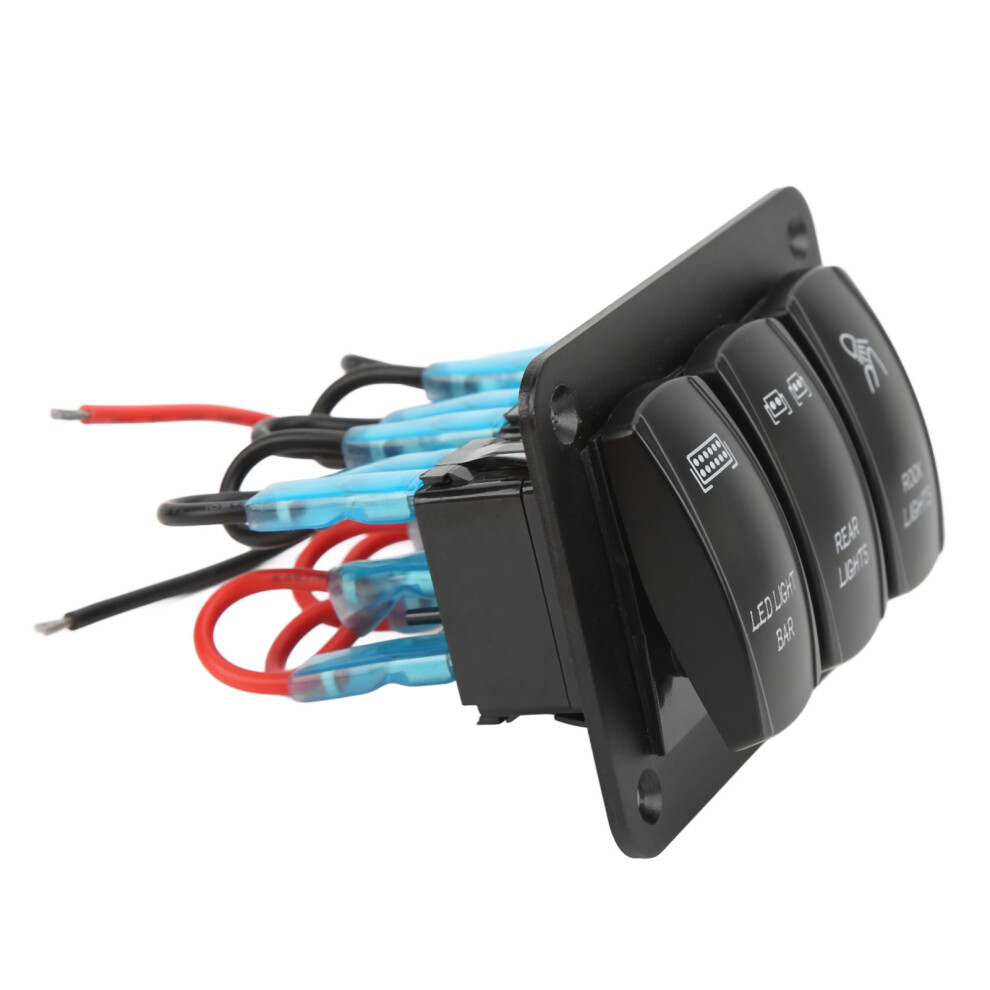 5Pin 3 Gang Rocker Switch Panel Led Light Bar Switch Blue Backlight Dc12â24V For Marine Boat Car Atv Utv 4691321481171