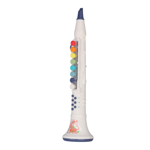 Clarinete de juguete de plástico blanco con 3 pilas AA 2