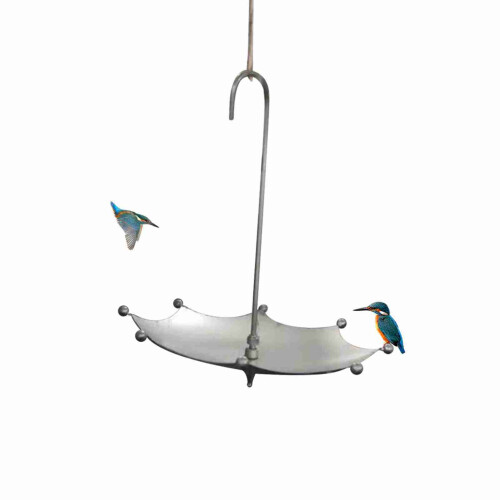 Regenschirmförmiger Eisen-Vogelfutterspender 14x18 cm rostig 1