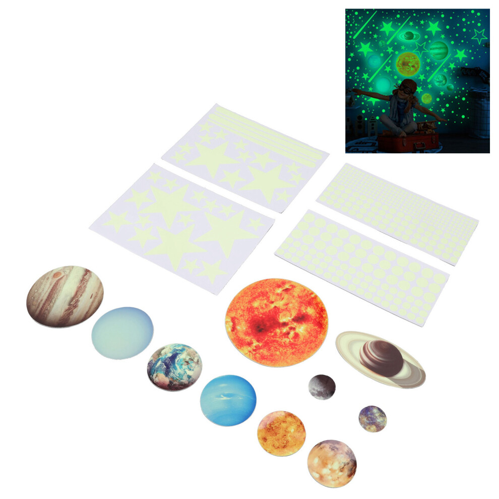 14Pcs Glowing Planets Wall Stickers Glow In The Star Solar System Decal For Children Bedroom Nursery Mini Solar System Dark
