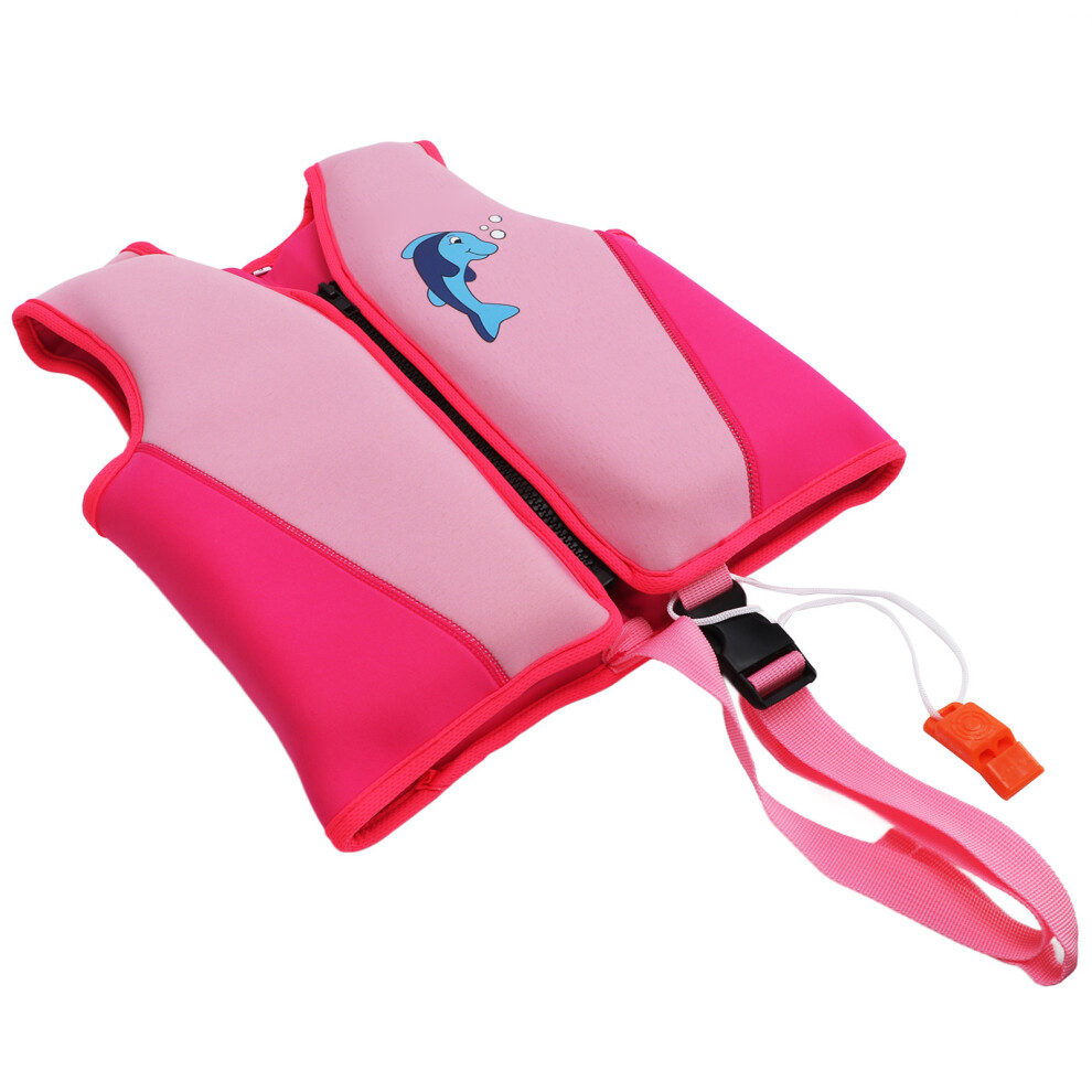 Pink Kids Swim Vest Neoprene EPE Soft Wear Resistant High Safety Good Buoyancy Prevent Rubbing Baby Swim Vest with Whistle M