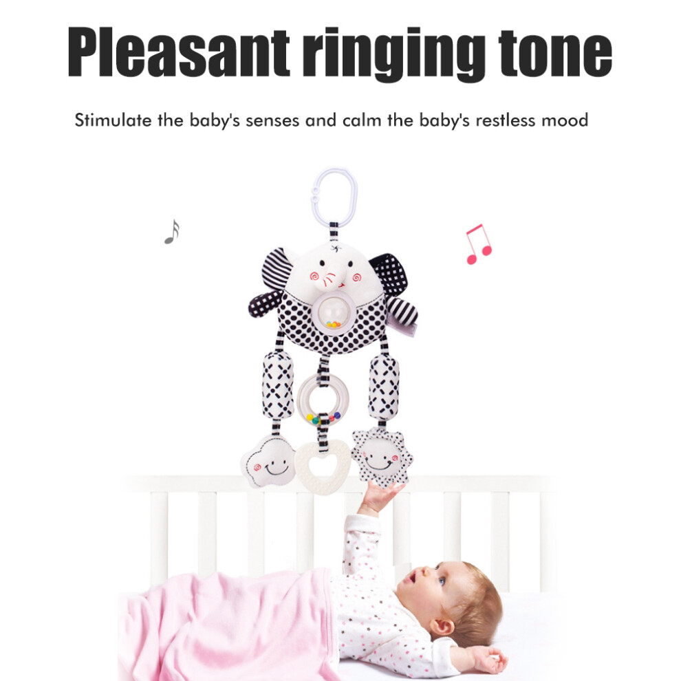 Hanging Rattle Toy Black White Soft Plush Toys with Wind Chimes Baby Bed Crib Car Seat Stroller Hanging Toys for 0â1 Year Old Baby Boys Gir