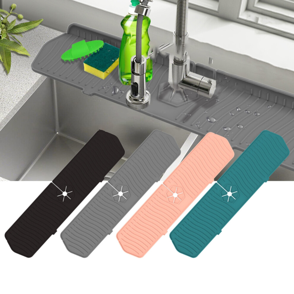 Kitchen Faucet Sink Splash Guard Large Silicone Faucet Water Catcher Mat Sink Draining Pad Behind Faucet For Kitchen Bathroom 5001321489203