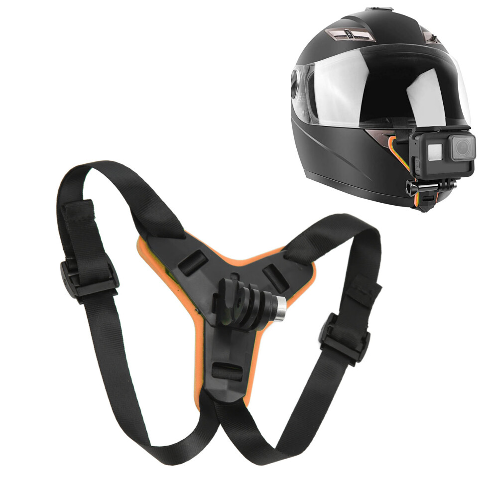 Helmet Chin Mount Adjustable Strap Prevent Slip Motorcycle Helmet Camera Bracket For Hero 7 6 5 Orange 4921321489496