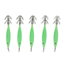 5 piezas de jig señuelo para sepias de 8 cm, 22 g, verde fosforescente