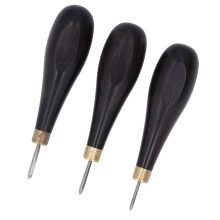 3Pcs Leather Craft Sewing Awl Strong Penetration 3mm 4mm 5mm Red Sandalwood Handle Awl Stitching Tools for DIY Leather
