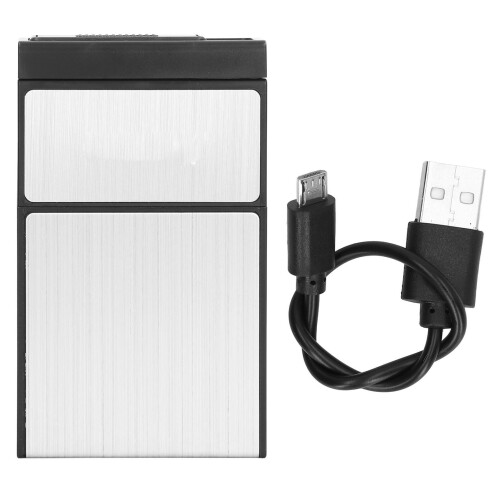 Zigarettenkästchen mit USB-Ladefunktion, 20 Stück, 6  2,8  10 cm, Silber 1