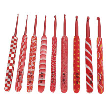 Juego de 9 ganchos de crochet de aluminio rojo 2.0-6.0mm