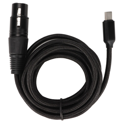 Cable USB-C a XLR para micrófono 3.0m nylon, negro, 93dB SNR 1