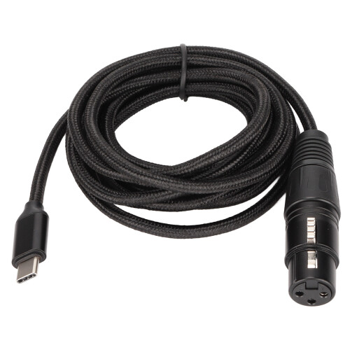 Cable USB-C a XLR para micrófono 3.0m nylon, negro, 93dB SNR