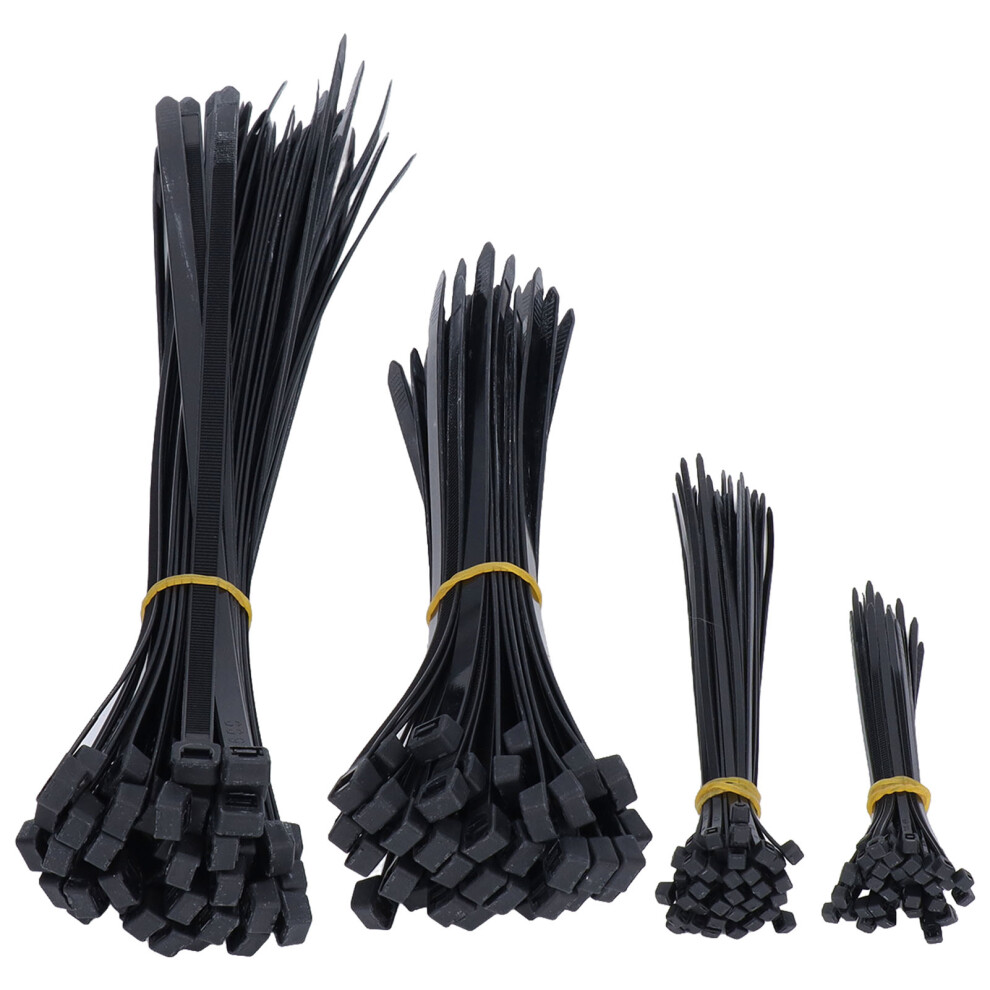 200Pcs Heavy Duty Cable Ties Assortment Zip 4 6 8 12In Assorted Sizes 18 120Lb Tensile Strength Black 7661321498896