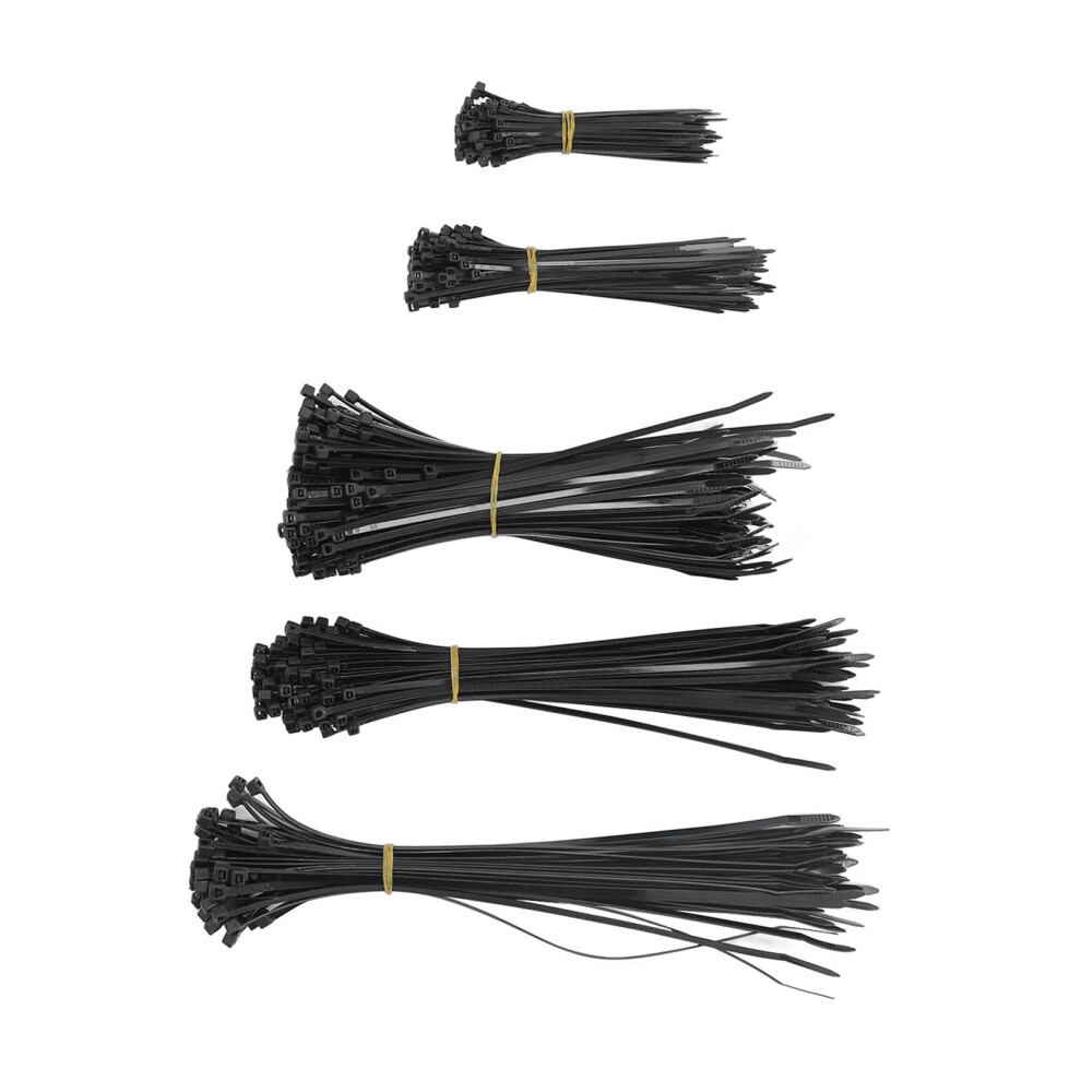 550Pcs Nylon Cable Zip Ties Assortment Set Self Locking Electric Wire Ties For Outdoor Indoor Black 8781321498937