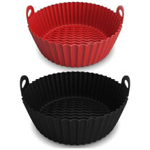 2-delade silikonfoder till airfryer, bakplåtspapper, gryta till airfryer, silikontillbehör till ugn