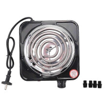 Compact hotplate with single electric burner, 1500W, white and stainless steel Eu plug