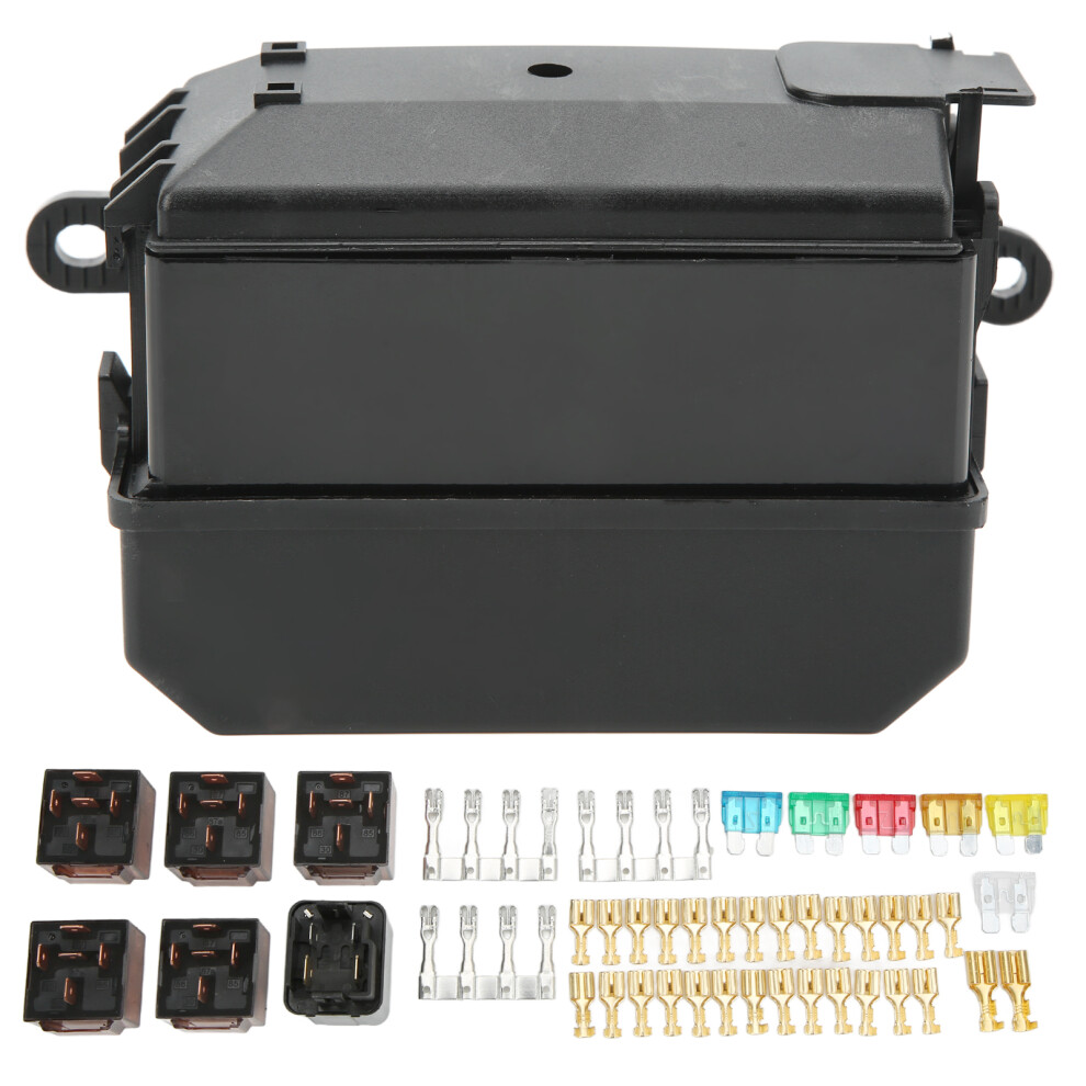 6 Way Fuse Holder Box with 6 Relays 12V ABS Plastic Plug and Play for Automotive Marine