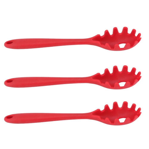 3 Stück Silikon-Spaghetti-Löffel, 28.5x6cm, Rot 1