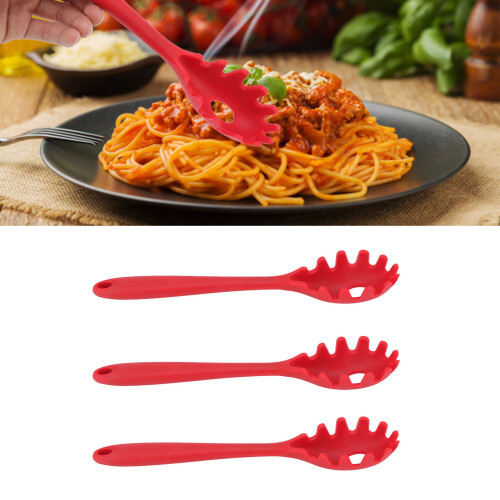 3 Stück Silikon-Spaghetti-Löffel, 28.5x6cm, Rot