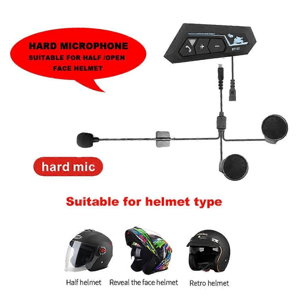 Bt-22 Bluetooth 5.0 Motorhelm-Headset Drahtlose Freisprecheinrichtung Stereo-Kopfhörer Motorradhelm-Kopfhörer