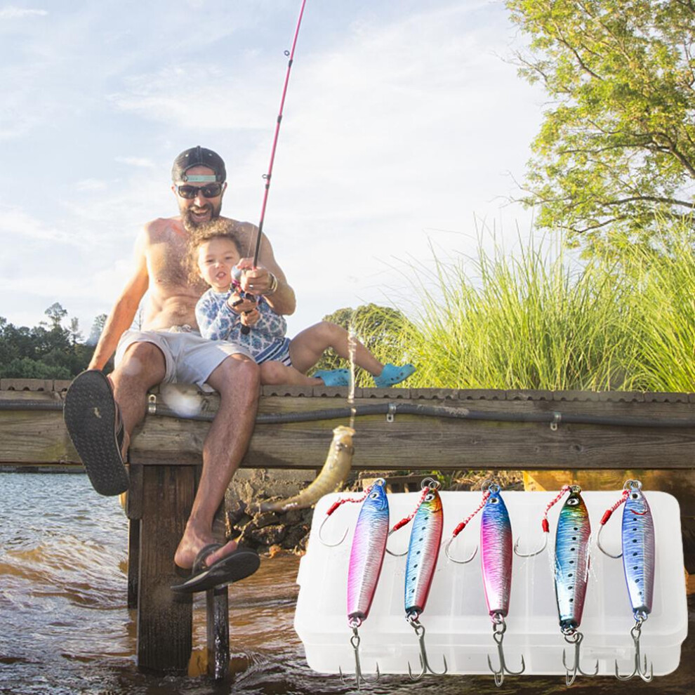5Pcs 30g/40g Slow Fall Pitch Fishing Lures Metal Flat Fishing Jigs Sinking Jigging Bait for Saltwater Fishing