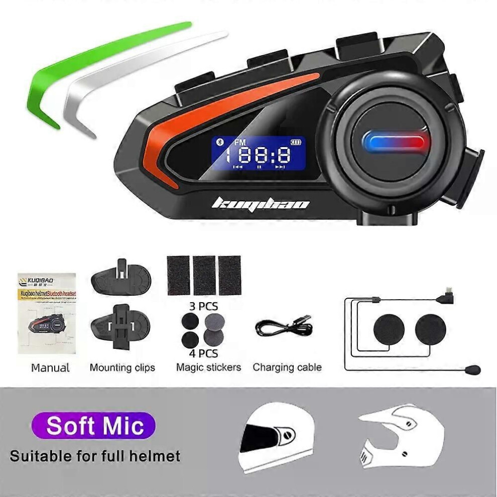 Casque moto Bluetooth 5.1 étanche sans fil, commande vocale, réduction du bruit, radio FM