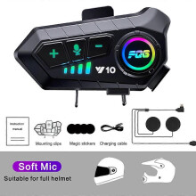 Auriculares inalámbricos para casco de motocicleta Y10 con Bluetooth 5.3 y control de voz, manos libres,