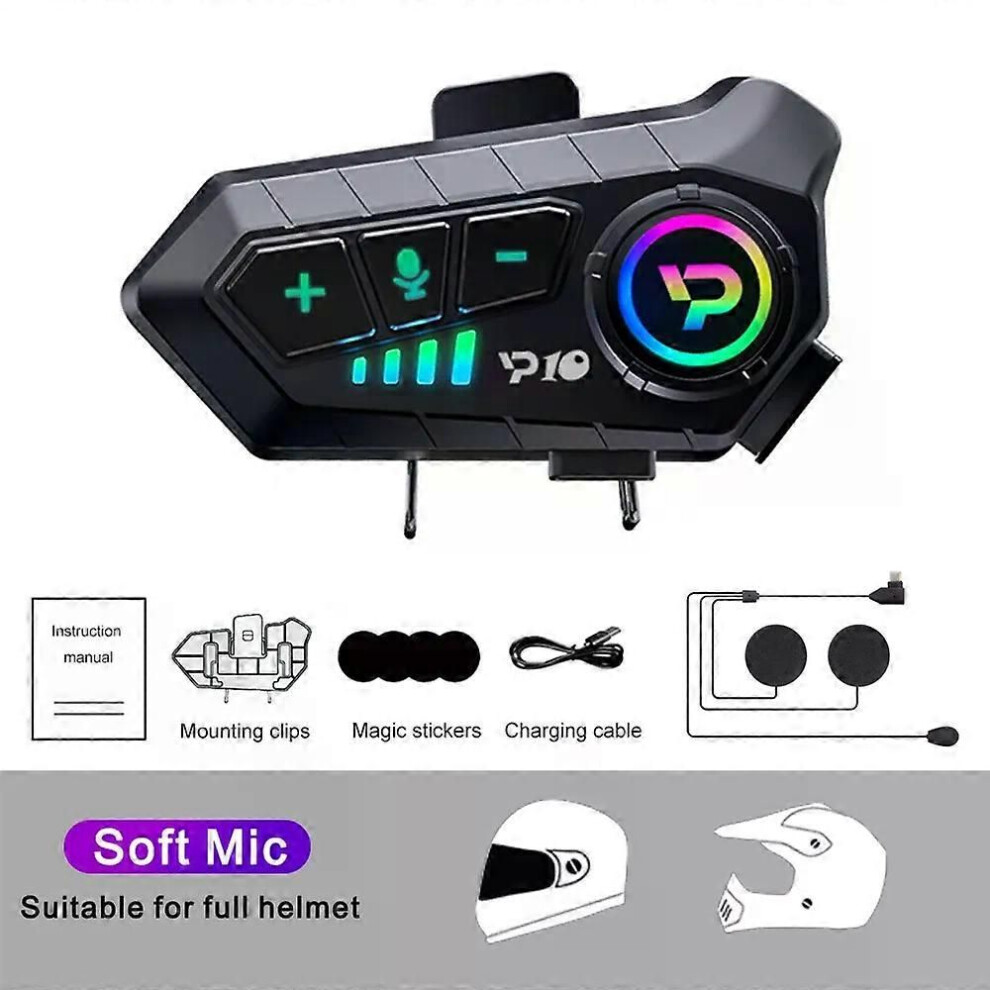 Casque de moto Bluetooth 5.3 EDR 2000 mAh, écouteurs sans fil, étanche IP67, voix