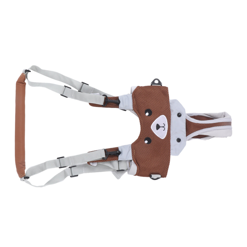Toddler Walking Harness Assistant Breathable Handheld Walk Learning Helper for 8‑24 Month Infant Coffee Bear
